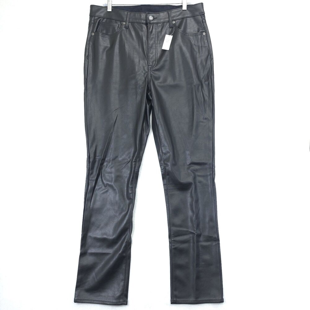 Gap Vintage Slim High Rise Black Faux Leather Pants Womens 33-16 90s Y2K NWT